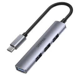 HUB USB-C Unitek H1208B 1xUSB-A 5 Gbps, 3xUSB-A 2.0 alu | PartsPC.pl