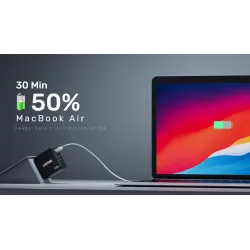 Ładowarka Sieciowa Unitek P1117B 3 porty, PD 65W, GaN, podróżna