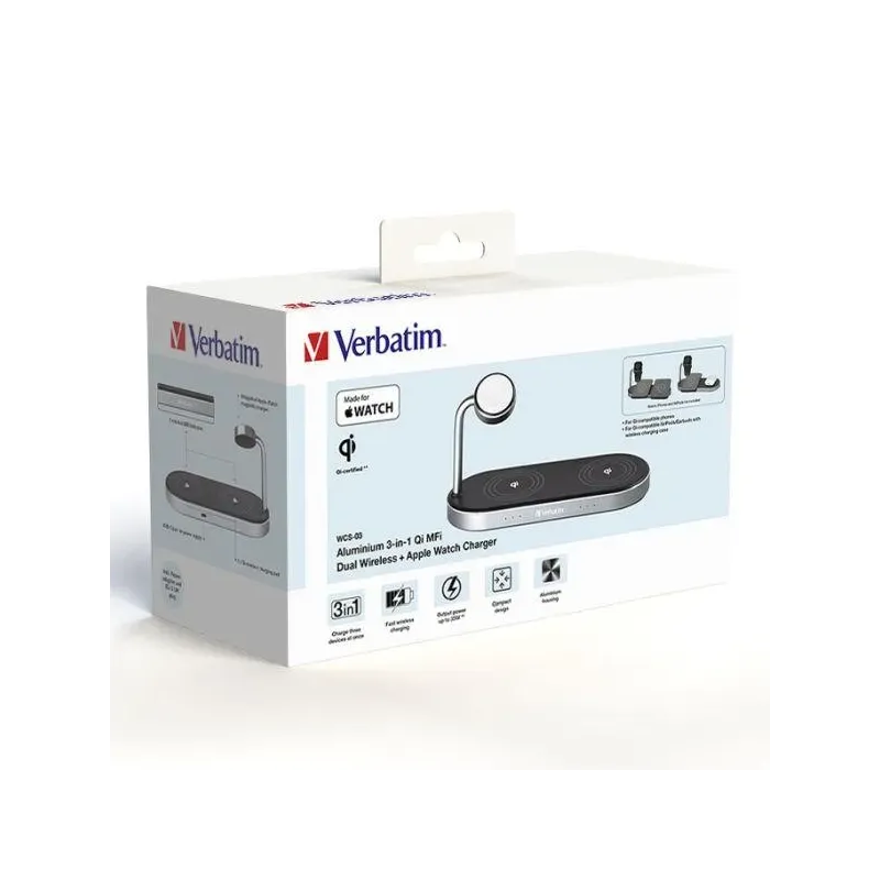 Podstawka ładująca Verbatim WCS-03 3w1 Apple Watch iPhone