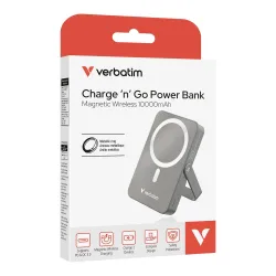 Powerbank Verbatim Charge 'n' Go Magnetic Wireless with Stand 10000mAh