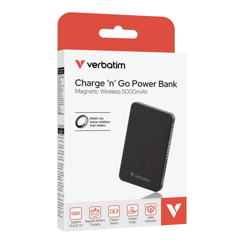 Powerbank Verbatim Charge 'n' Go Essentials Magnetic Wireless 5000mAh USB-C