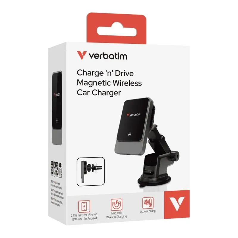 Ładowarka samochodowa magnetyczna bezprzewodowa Charge 'n' Drive Verbatim