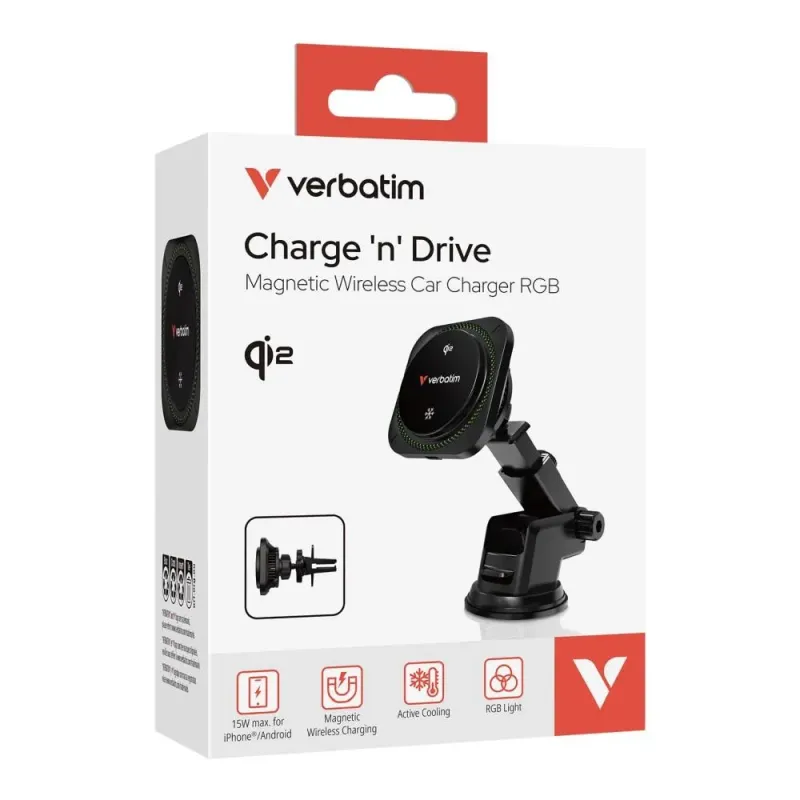 Ładowarka samochodowa magnetyczna bezprzewodowa Charge 'n' Drive Verbatim