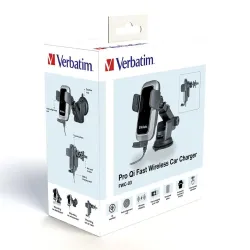 Uchwyt samochodowy Verbatim FWC-03 Pro Qi grawitacyjny z ładowarką