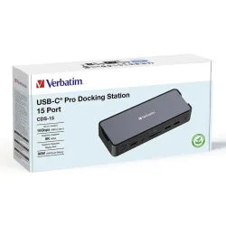 Stacja dokująca Verbatim USB-C Pro CDS-15 2xHDMI DP RJ-45 4xUSB 4xUSB-C SD