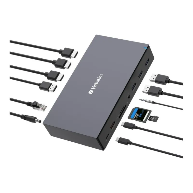 Stacja dokująca Verbatim USB-C Pro CDS-17 3xHDMI 2xDP RJ-45 5xUSB 2xUSB-C