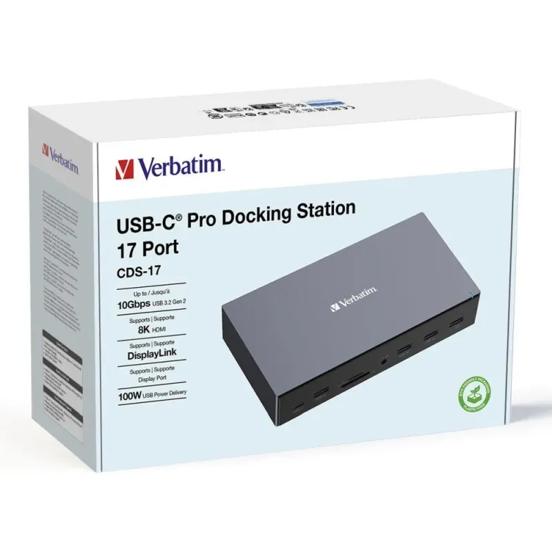 Stacja dokująca Verbatim USB-C Pro CDS-17 3xHDMI 2xDP RJ-45 5xUSB 2xUSB-C