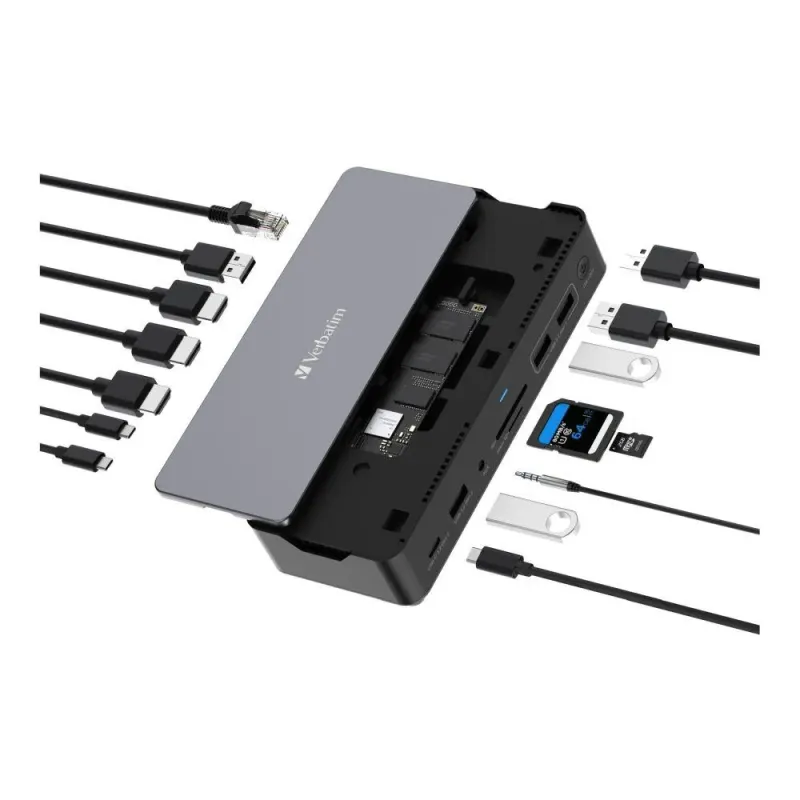 Stacja dokująca Verbatim USB-C Pro CDS-15SSD 2xHDMI DP RJ-45 4xUSB 3xUSB-C