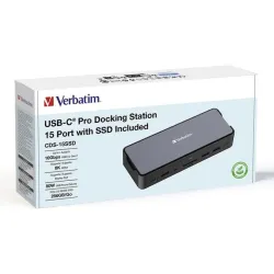 Stacja dokująca Verbatim USB-C Pro CDS-15SSD 2xHDMI DP RJ-45 4xUSB 3xUSB-C