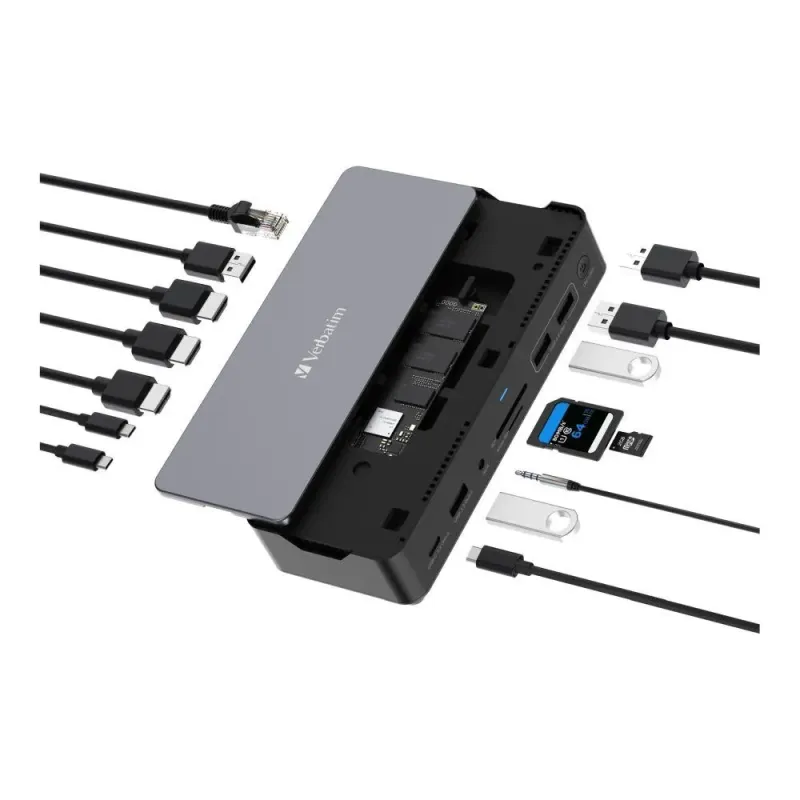 Stacja dokująca Verbatim USB-C Pro CDS-15S 2xHDMI DP RJ-45 4xUSB 3xUSB-C SD
