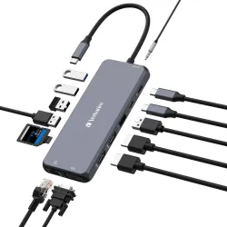 Hub USB Verbatim Multi Port CMH-14: 1x USB-C PD, 3xUSB-A 3.0, 1xUSB-C 3.0,