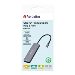 Hub USB Verbatim Multi Port CMH-08: 1x USB-C PD, 3xUSB-A 3.0, 2xHDMI,
