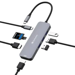 Hub USB Verbatim Multi Port CMH-08: 1x USB-C PD, 3xUSB-A 3.0, 2xHDMI,