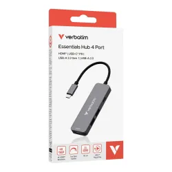 Hub USB Verbatim Multi Port Essentials USB-C PD, USB-A 3.0, USB-A 2.0, HDMI