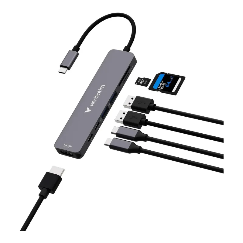 Hub USB Verbatim Multi Port Essentials USB-C PD, USB-C, 2xUSB-A 3.0, HDMI,