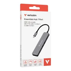 Hub USB Verbatim Multi Port Essentials USB-C PD, USB-C, 2xUSB-A 3.0, HDMI,