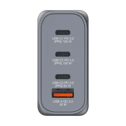 Ładowarka sieciowa Verbatim GaN GNC-100 3xUSB-C PD (2x100W+65W) 1xUSB-A QC