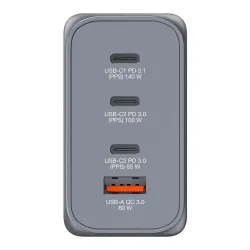 Ładowarka sieciowa Verbatim GaN GNC-240 3xUSB-C PD (140W+100W+65W) 1xUSB-A