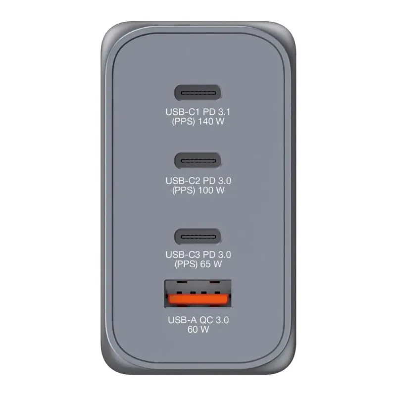 Ładowarka sieciowa Verbatim GaN GNC-240 3xUSB-C PD (140W+100W+65W) 1xUSB-A
