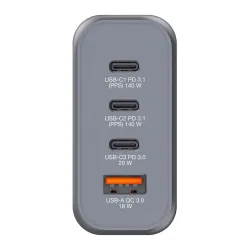 Ładowarka sieciowa Verbatim GaN GNC-140 3xUSB-C PD (2x140W+20W) 1xUSB-A QC