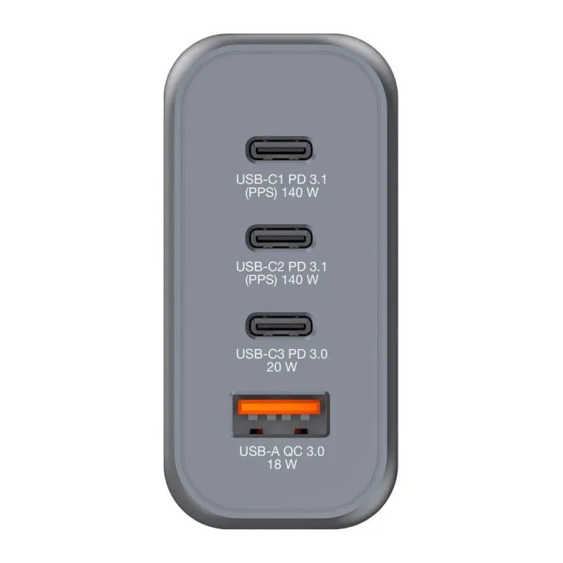 Ładowarka sieciowa Verbatim GaN GNC-140 3xUSB-C PD (2x140W+20W) 1xUSB-A QC