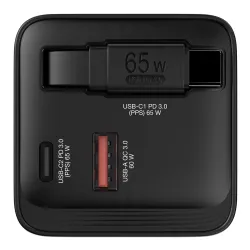 Ładowarka ścienna Verbatim GaN 65W 1xUSB-C PD 3.0 1xUSB-A QC 3.0 z kablem