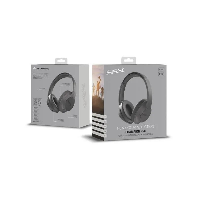 Słuchawki z mikrofonem Audictus Champion PRO bezprzewodowe nauszne czarne