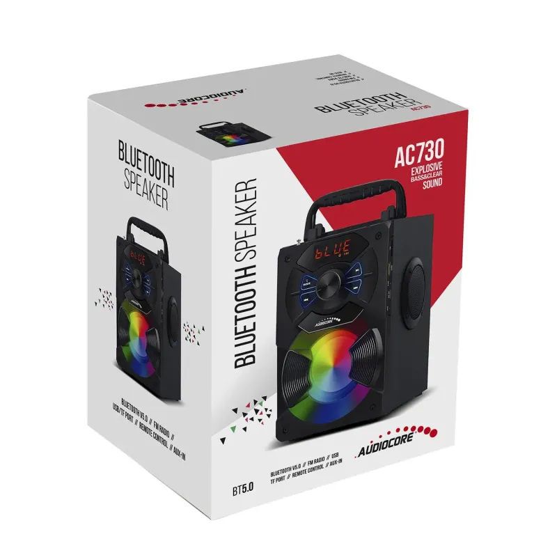 Głośnik przenośny bluetooth Audiocore AC730 radio FM, wejście kart SD/MMC,