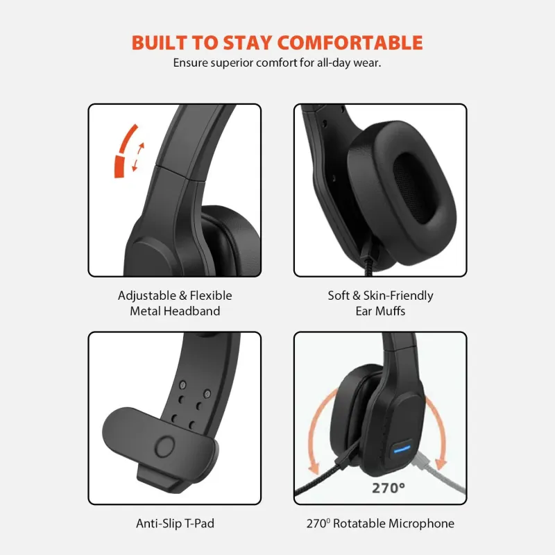 Słuchawki z mikrofonem Audiocore AC864 bluetooth call center