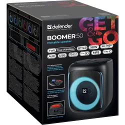 Głośnik Defender BOOMER 50 Bluetooth 50W MP3/FM/SD/USB/AUX/TWS/LED/MIC