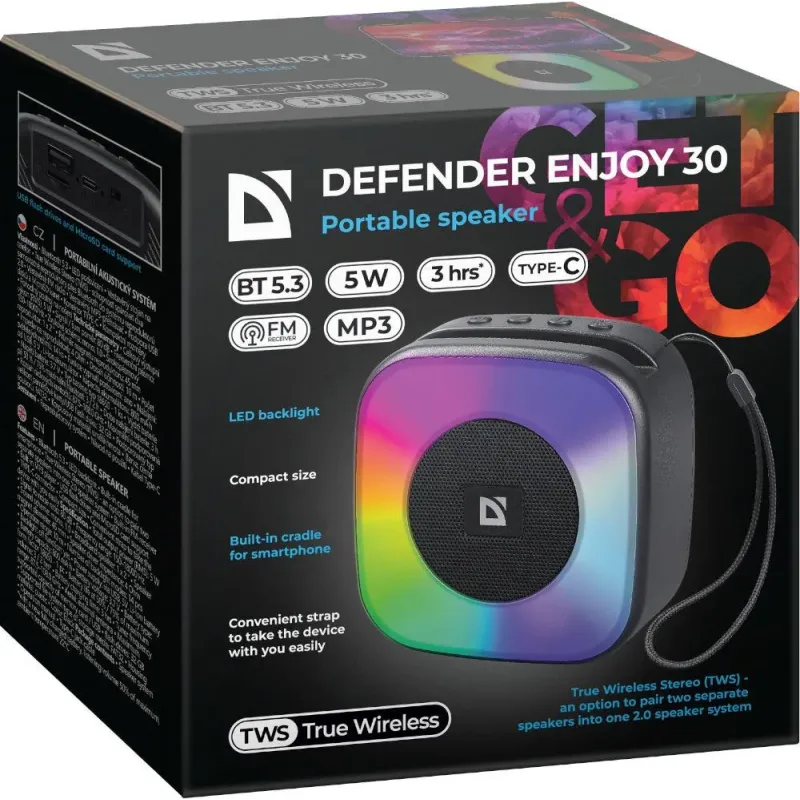 Głośnik Defender Enjoy 30 Bluetooth 5W BT/LED/USB/TF/MP3 | PartsPC.pl