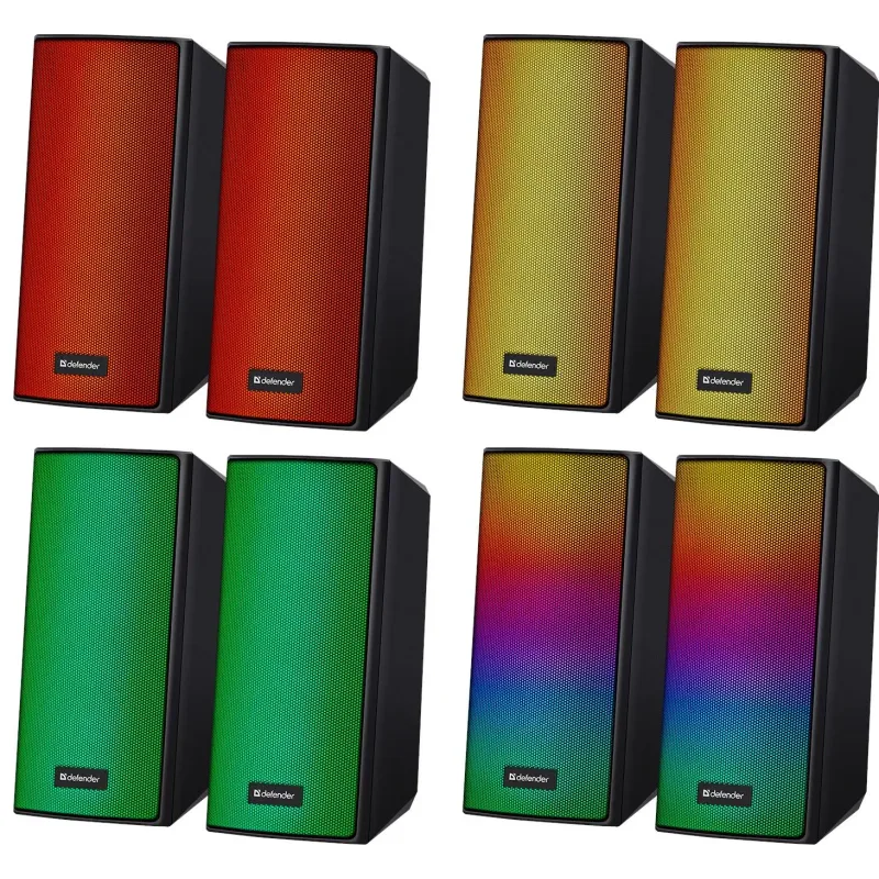 Głośniki Defender SPITFIRE 2.0 6W Bluetooth USB podświetlenie RGB MP3