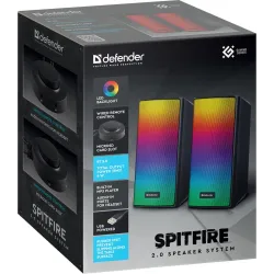 Głośniki Defender SPITFIRE 2.0 6W Bluetooth USB podświetlenie RGB MP3