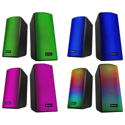 Głośniki Defender SPITFIRE 2.0 6W Bluetooth USB podświetlenie RGB MP3