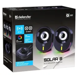 Głośniki Defender SOLAR 8 2.0 10W Bluetooth USB podświetlenie RGB