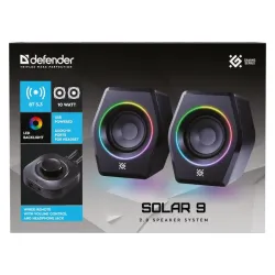 Głośniki Defender SOLAR 9 2.0 10W Bluetooth USB podświetlenie RGB