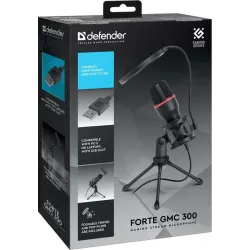 Mikrofon przewodowy Defender FORTE GMC 300 ze statywem STREAM strumieniowy