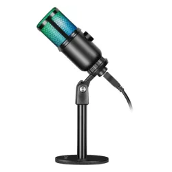 Mikrofon przewodowy Defender GLOW GMC 400 ze statywem STREAM strumieniowy