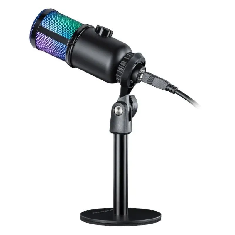 Mikrofon przewodowy Defender GLOW GMC 400 ze statywem STREAM strumieniowy