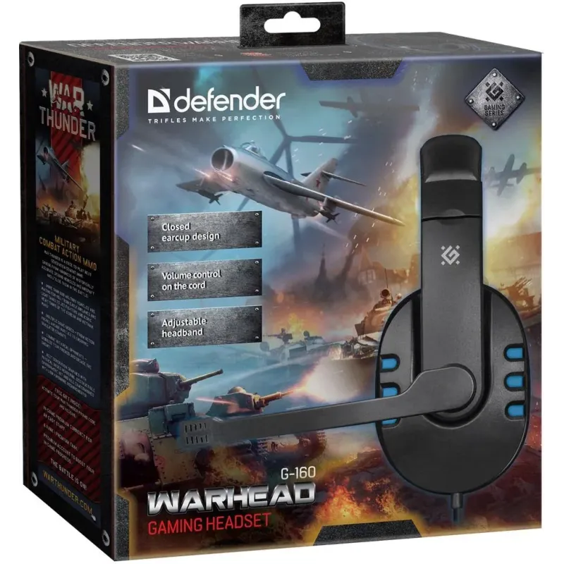 Słuchawki z mikrofonem Defender WARHEAD G-160 Gaming czarno-niebieskie +