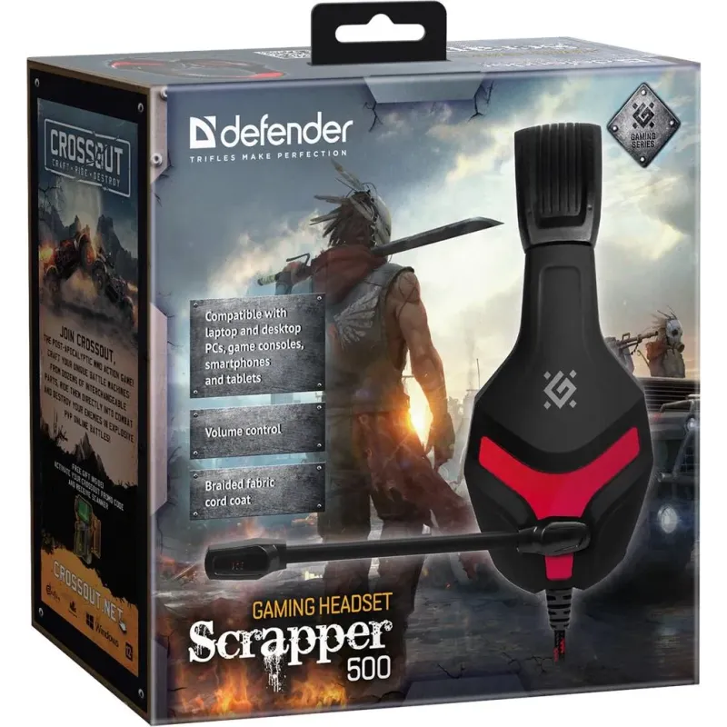 Słuchawki z mikrofonem Defender SCRAPPER 500 Gaming czerwono-czarne +