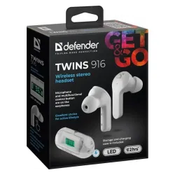 Słuchawki z mikrofonem Defender TWINS 916 bezprzewodowe Bluetooth białe