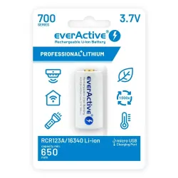 Akumulator 16340 everActive 3,7V Li-ion 700mAh micro USB z zabezpieczeniem