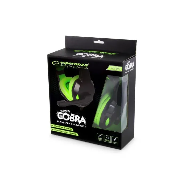 Słuchawki z mikrofonem Esperanza "Cobra" Gaming czarno-zielone