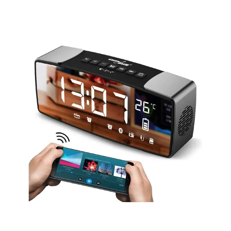 Radiobudzik Greenblue GB200 bluetooth 4.2, FM, aux-in, 6W, temperatura,