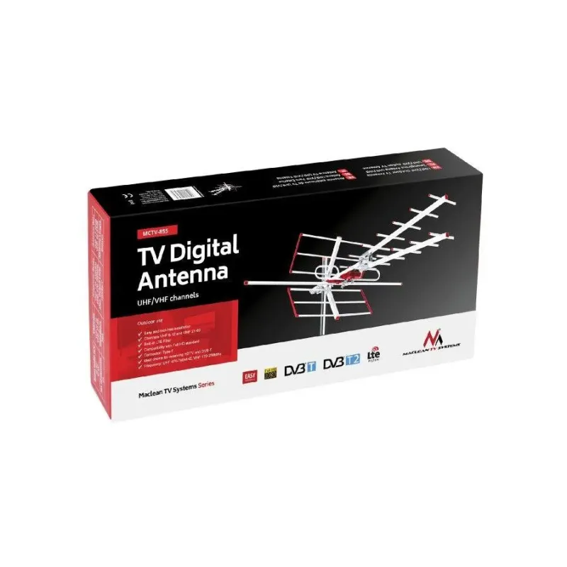 Antena TV DVB-T/T2 H.265 HEVC Maclean MCTV-855 zewnętrzna, Combo UHF VHF