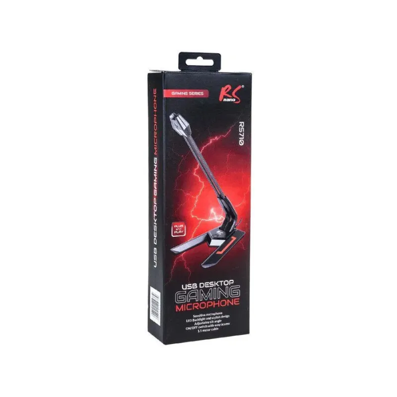 Mikrofon gamingowy NanoRS RS710 USB LED YouTube streaming 1.5m czułość