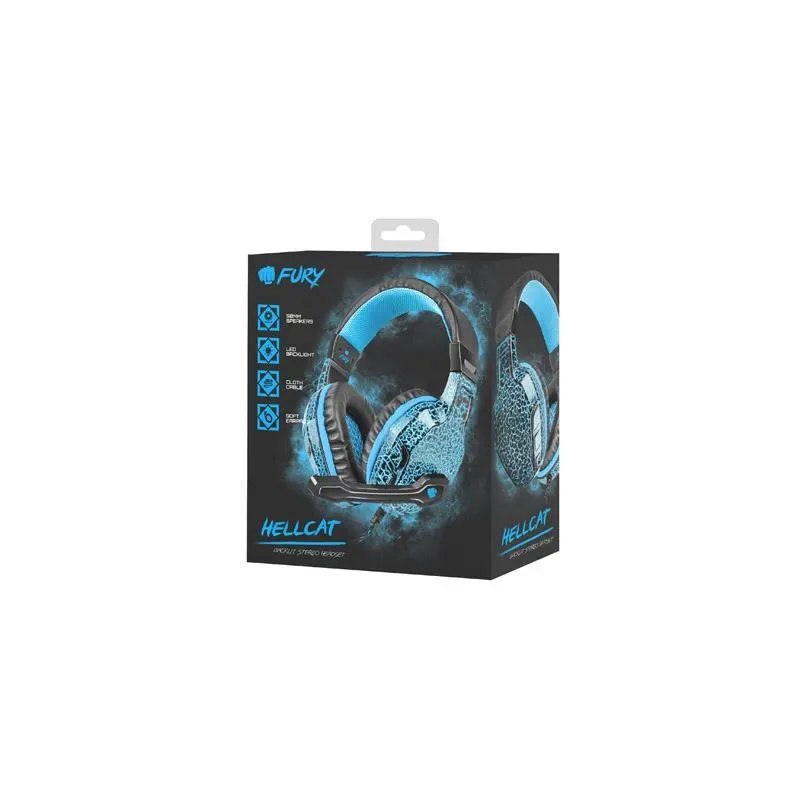 Słuchawki z mikrofonem Fury Hellcat LED Gaming czarno-niebieskie