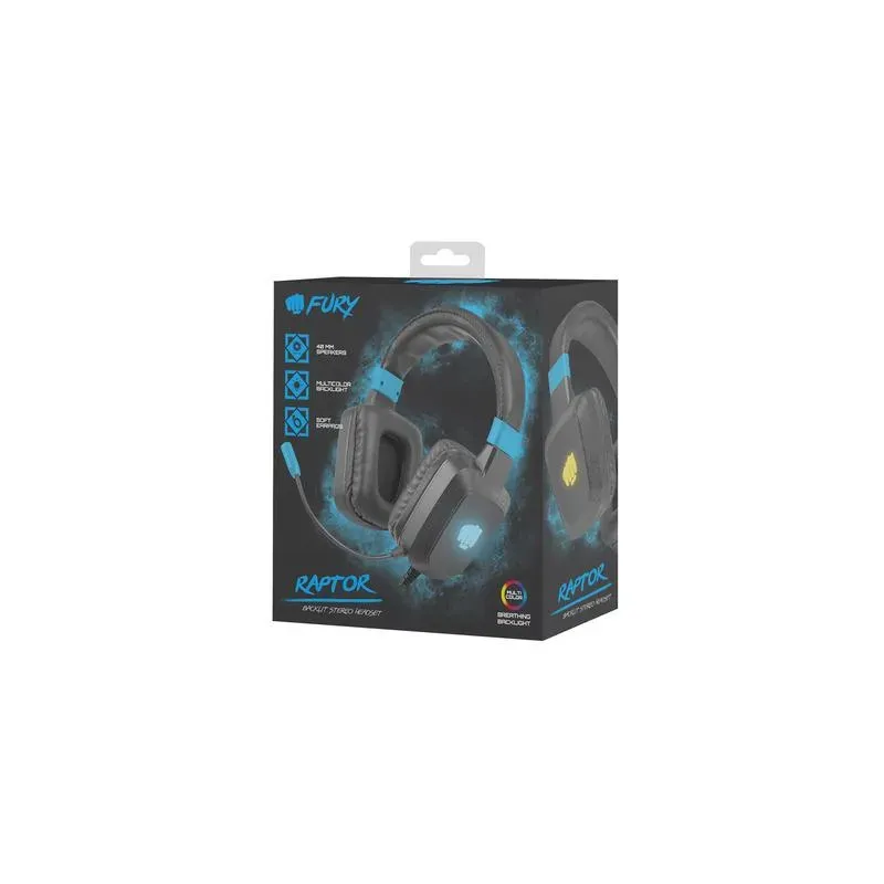 Słuchawki z mikrofonem Fury Raptor Gaming podświetlenie RGB