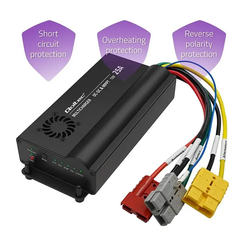 Ładowarka DC-DC Qoltec 12V z regulatorem MPPT | 25A | LiFePO4 AGM GEL STD